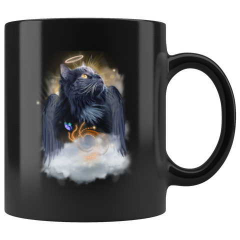 Black Cat Guardian Angel Kitty Mug