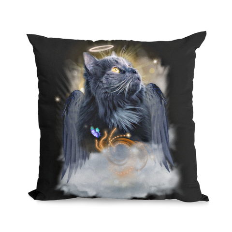 Black Cat Angel Kitty Snuggle Pillow