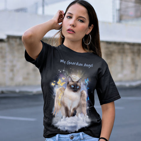 Siamese Cat Guardian Angel Kitty T-Shirt