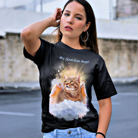 Tabby Cat Guardian Angel Kitty T-Shirt