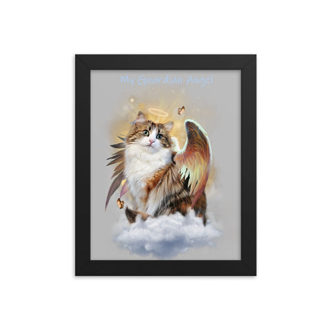 Calico Cat Guardian Angel Framed Art