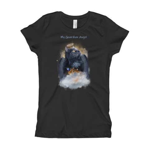 Guardian Angel Kitty Black Cat Girls T-Shirt