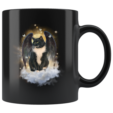 Tuxedo Cat Guardian Angel Kitty Mug